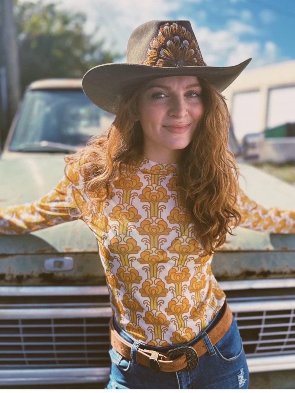 Lil Bee's Bohemian Gold/Yellow Mesh Shirt NWT